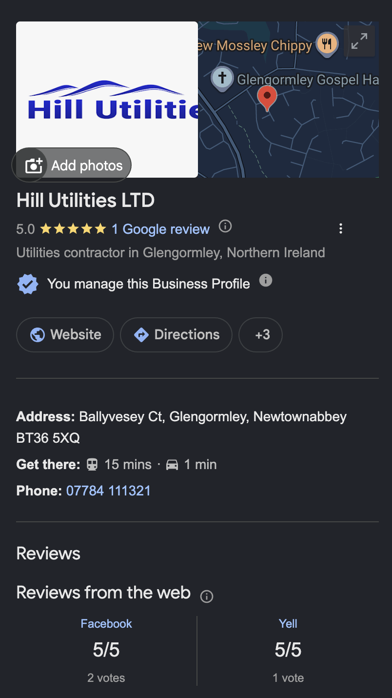 Hill Utilities Google Business Profile