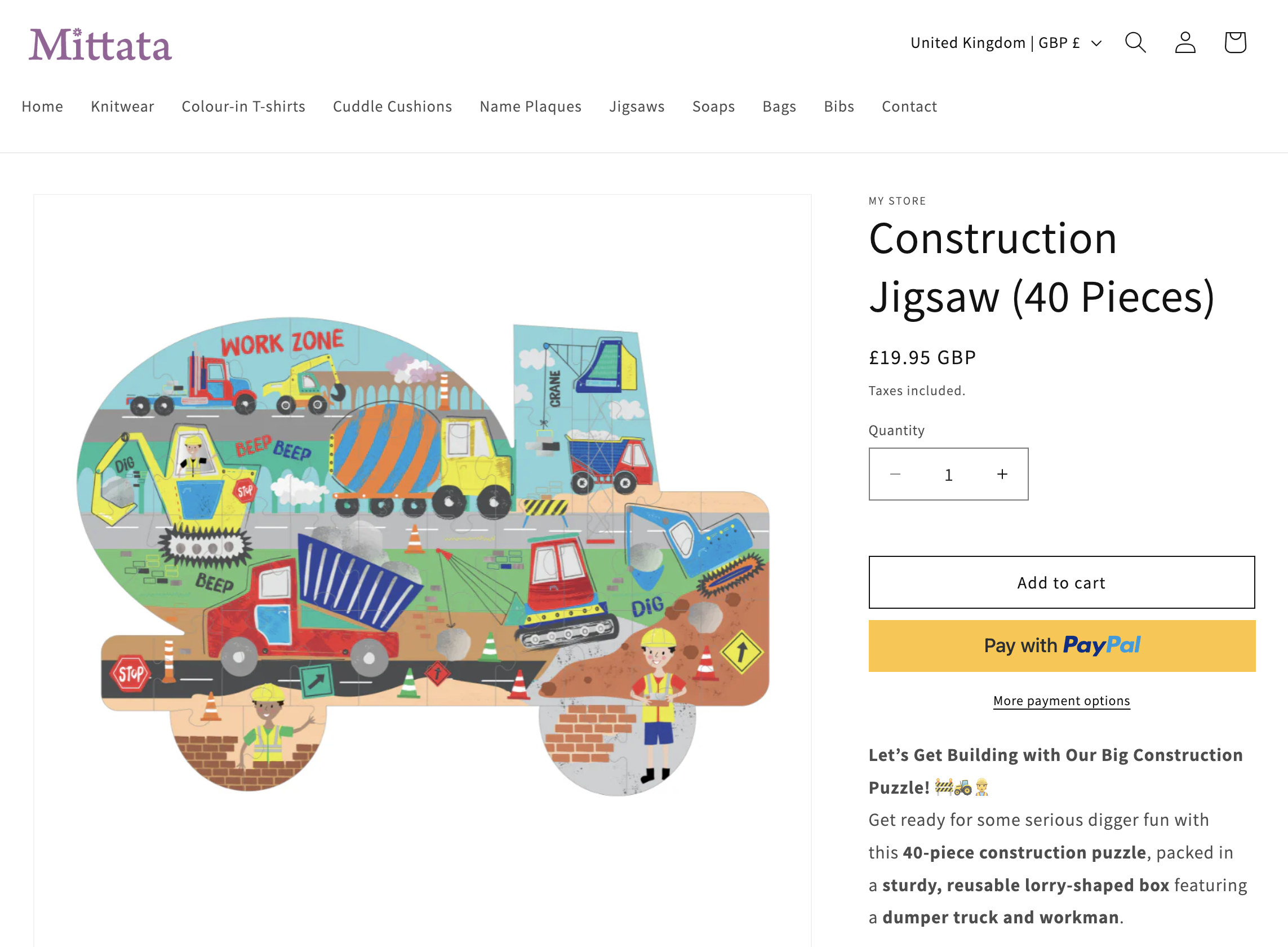 Mittata product detail page