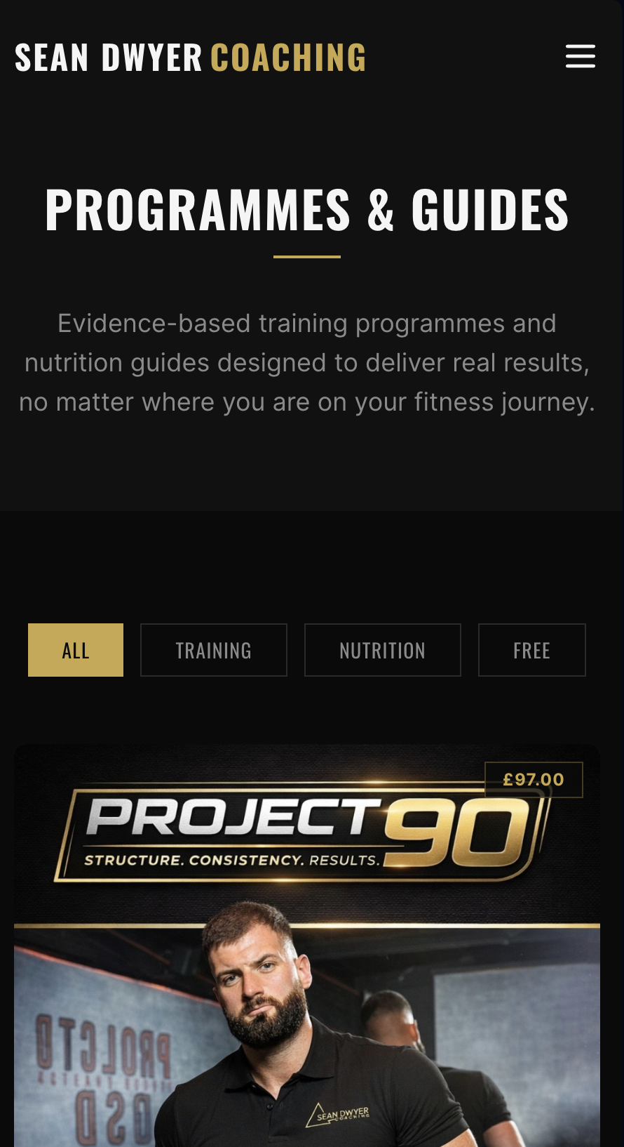 Sean Dwyer Coaching on mobile